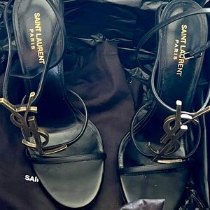 Authentic Black YSL heel with gold logo